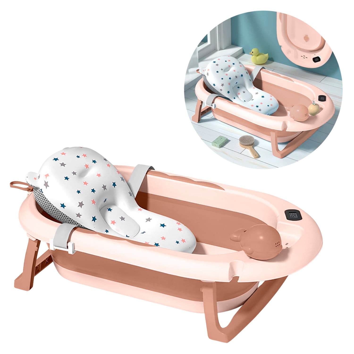bañera plegable para bebe rosado