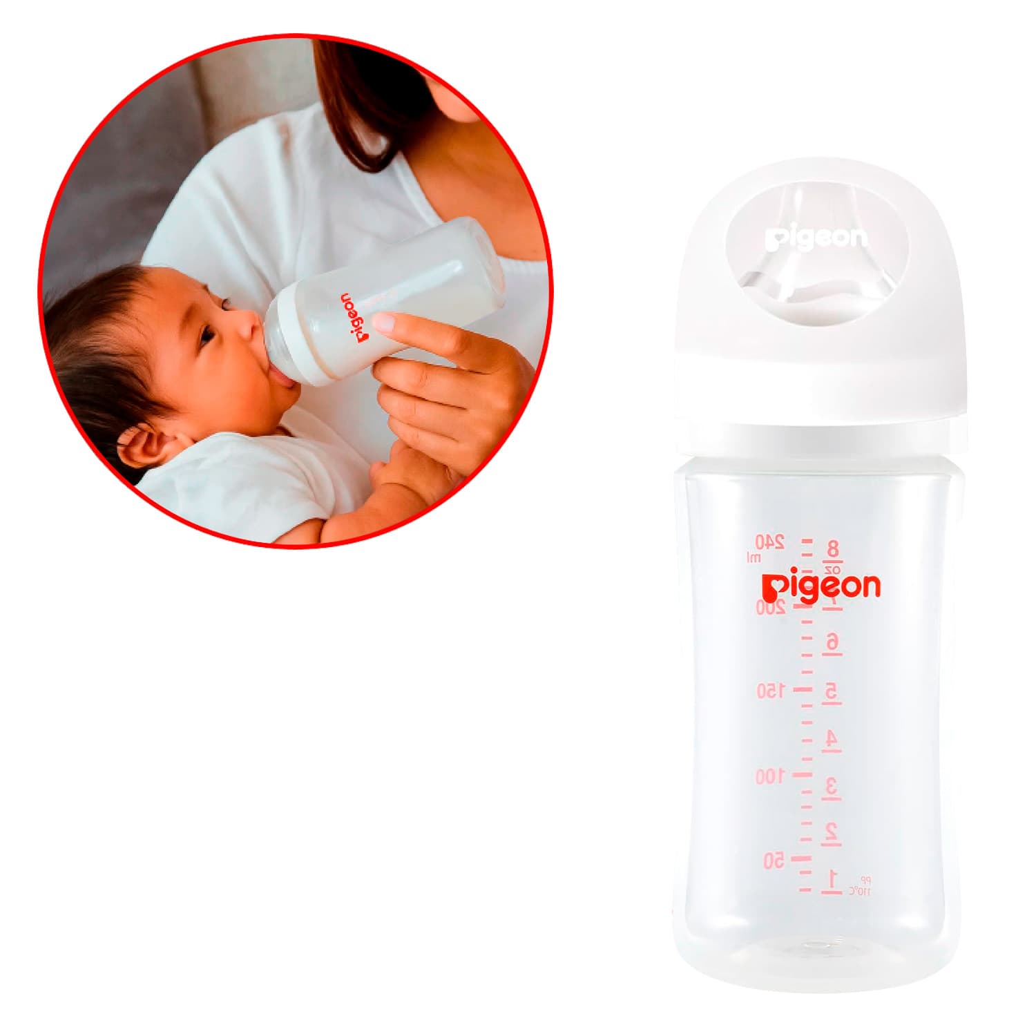 Biberon Pigeon Vidrio 240ML Anticólico y Libre de BPA/BPS