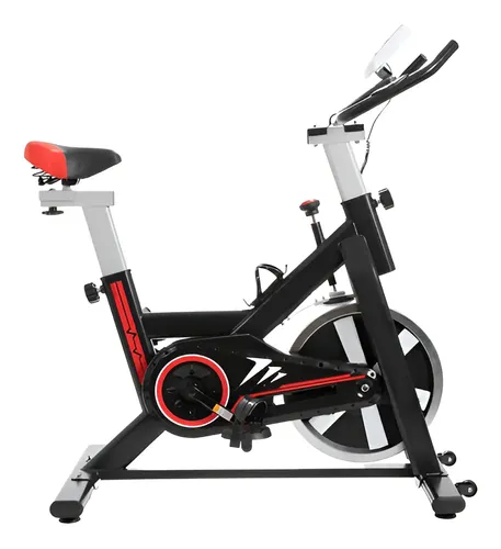 Bicicleta Spinning Estacionaria Volante 8 Kg Cardio Fitness Negro Y Roja