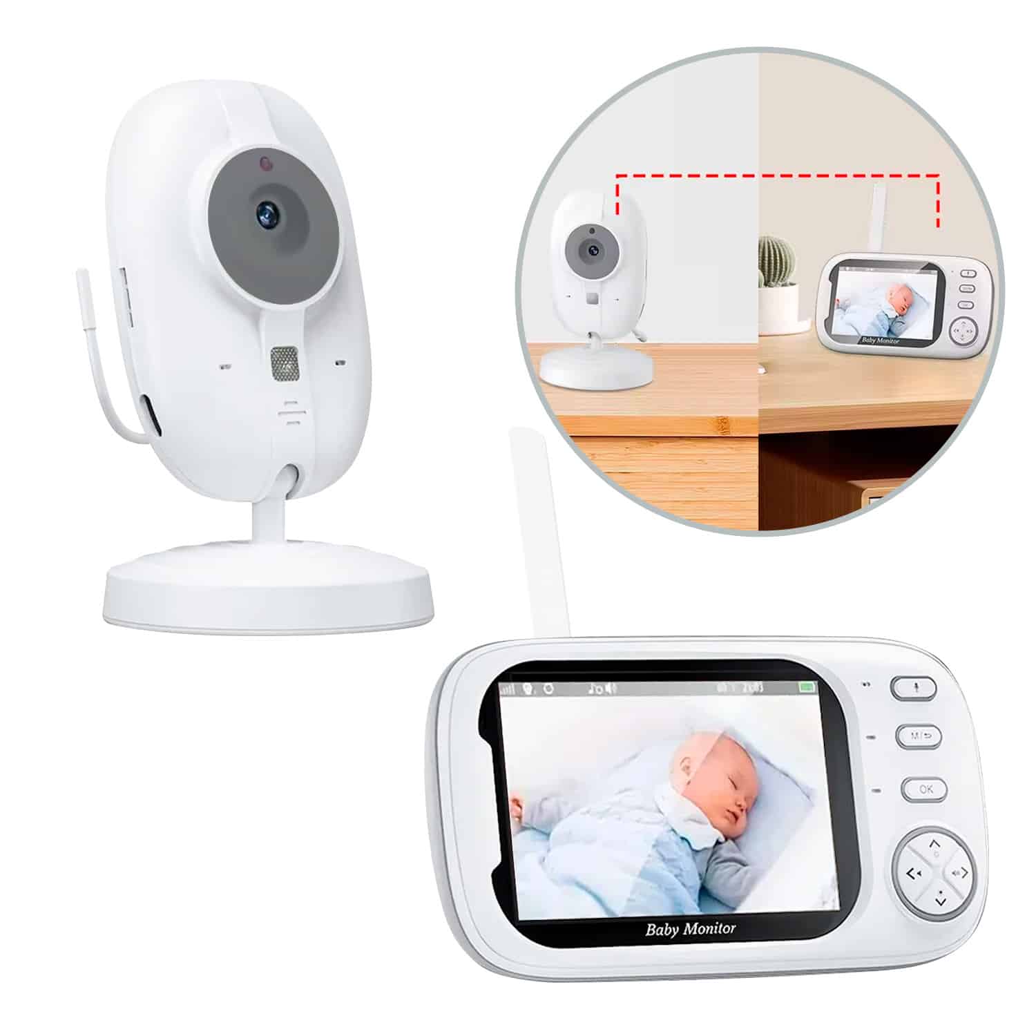 Camara Monitor para Bebe con Audio, Zoom y Canciones de Cuna