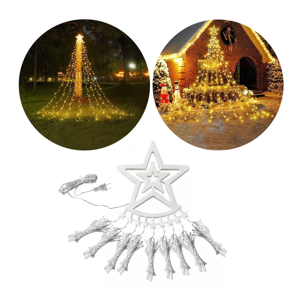 Cascada Luces Estrella Navidad LED Guirnalda - Calido