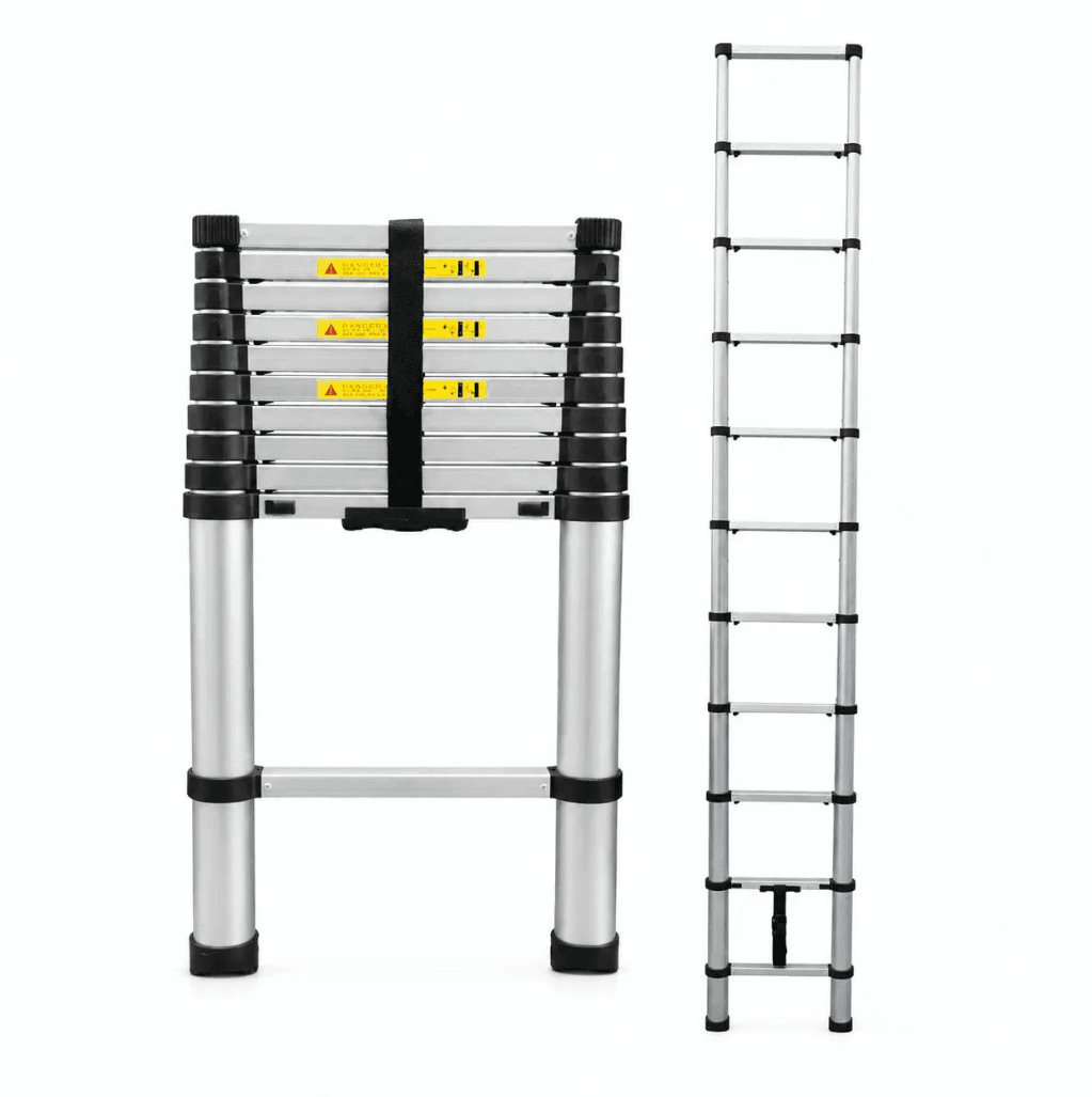 Escalera 10 Pasos Telescopica Retractil de Aluminio 3.20m