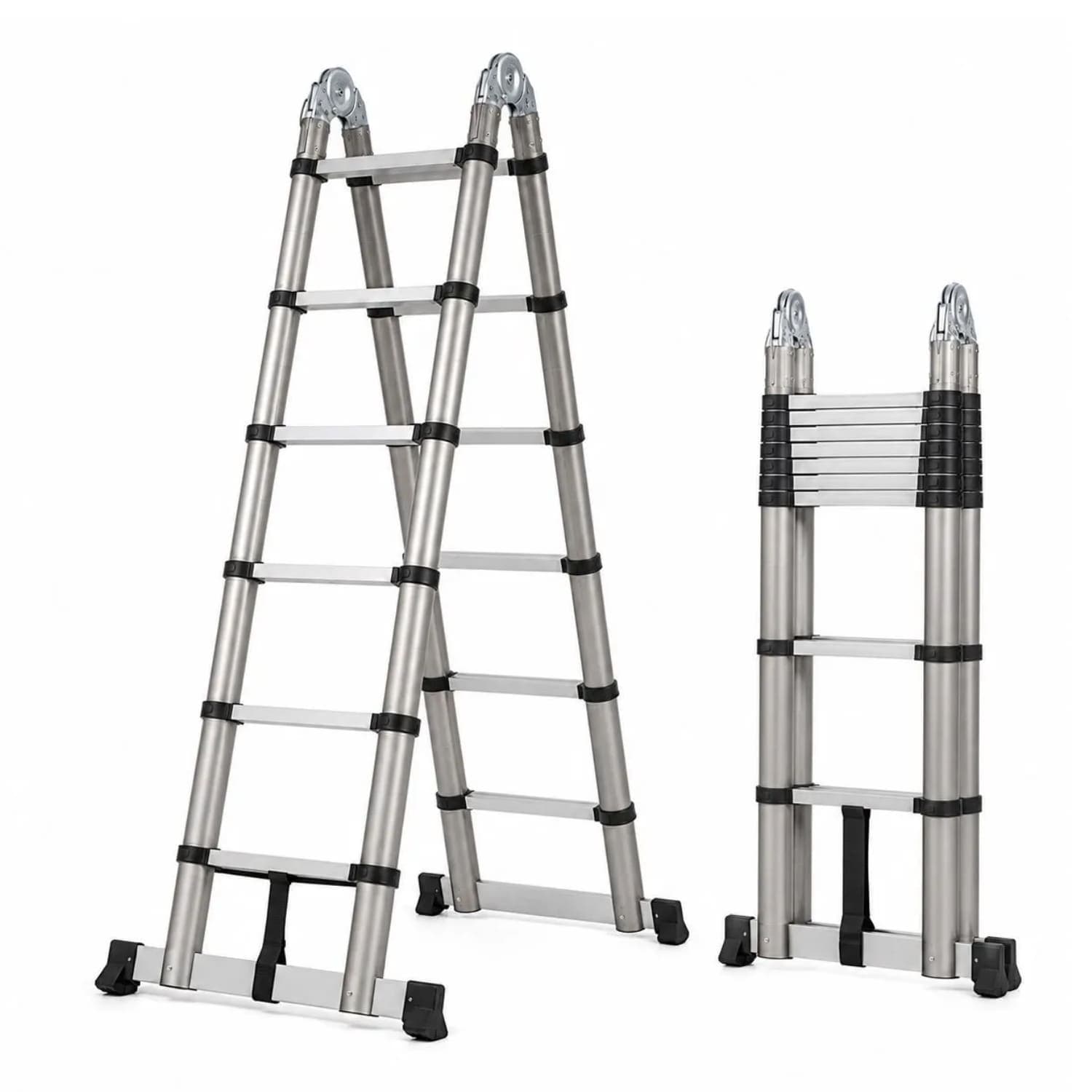 Escalera 12 Peldaños 3.8m Telescopica Multiposición De Aluminio
