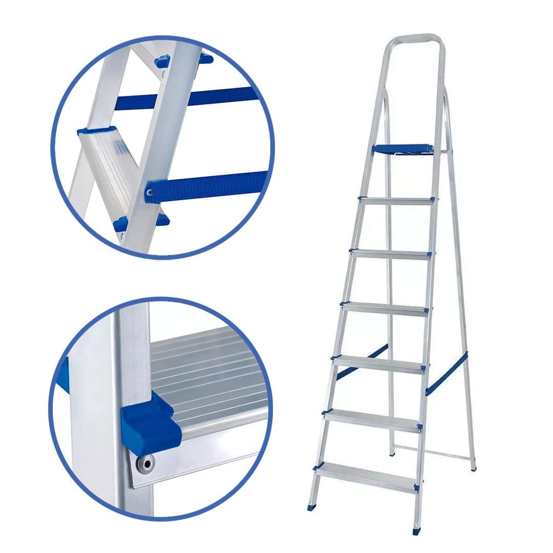 Escalera 7 pasos de Aluminio Resistente