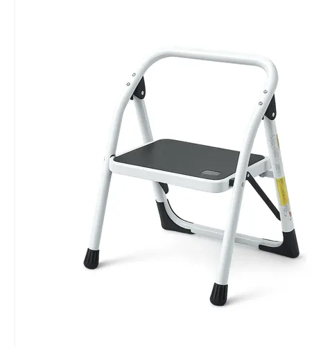 Escalera Tubular 1 Paso Plegable Peldaño Ancho 150kg Blanco