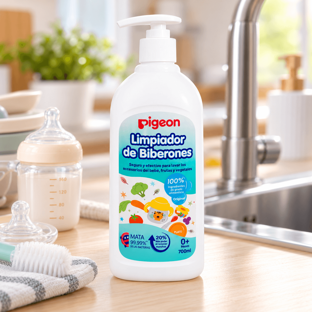 Limpiador de Biberones 700ml Pigeon Seguro y Eficaz