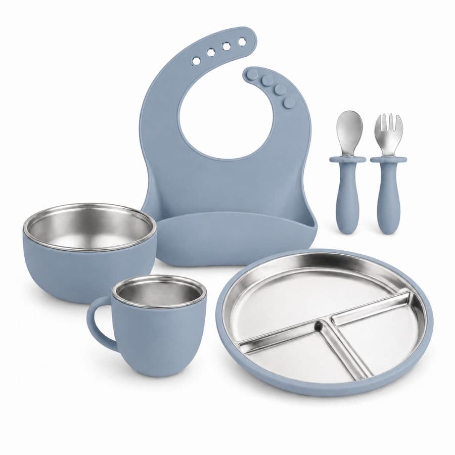 Set de Alimentación de Acero Inoxidable para Bebé 6 Piezas