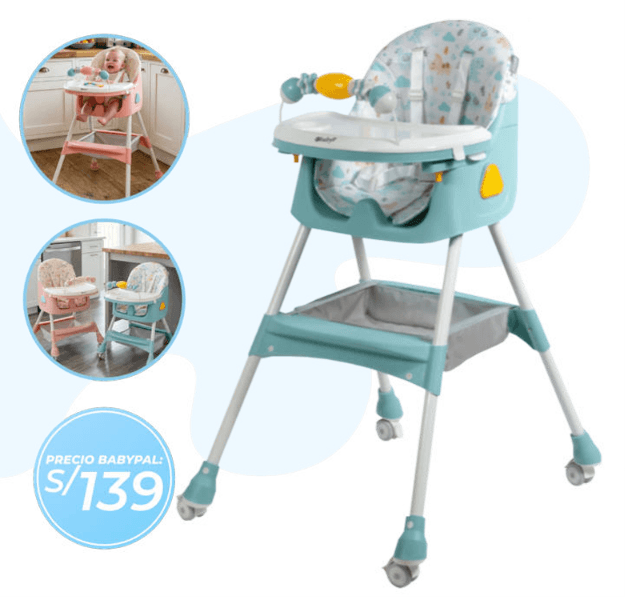 Silla de comer plegable con bandeja doble Ebaby