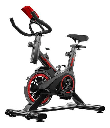 Bicicleta Spinning Estacionaria Volante 8 Kg Cardio Fitness Negro Y Roja