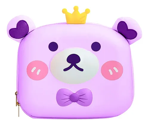 Mochila Para Niños De Oso Con Corona Diseño Lindo Y Práctico Lila Oso