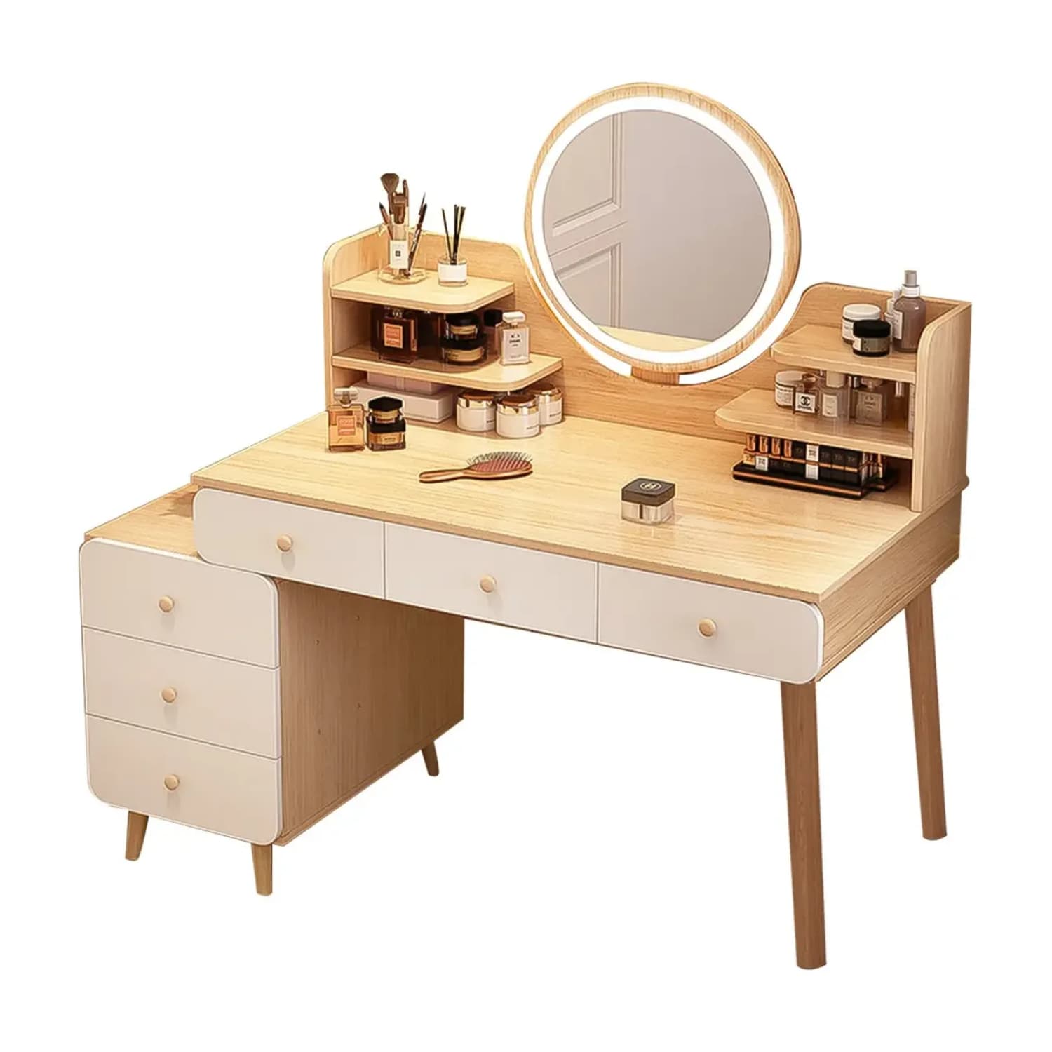 Tocador De Maquillaje Con Espejo LED Y Cajones