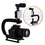 Estabilizador para Cámara y Celular con Micrófono y Luz LED